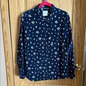 JACHS Girlfriend Dark Blue Floral Button-Down Shirt